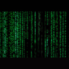 Assorted characters and symbols against a dark background.