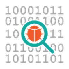 A magnifying glass above a series of binary numbers