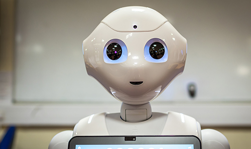 A close up of Pepper the robot